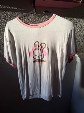 O-Mighty XL White and Pink Bunny Ringer Baby Tee